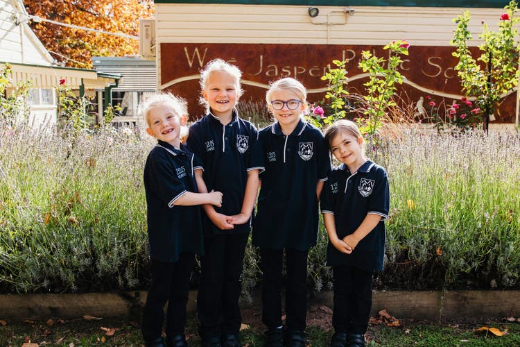 Students in front of the garden